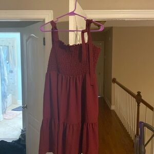burgundy flowy dress